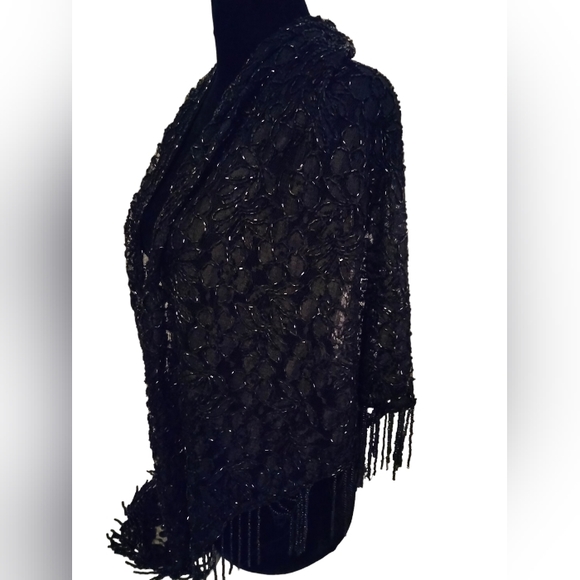 Vintage Hand Beaded Floral Wrap - Picture 6 of 6